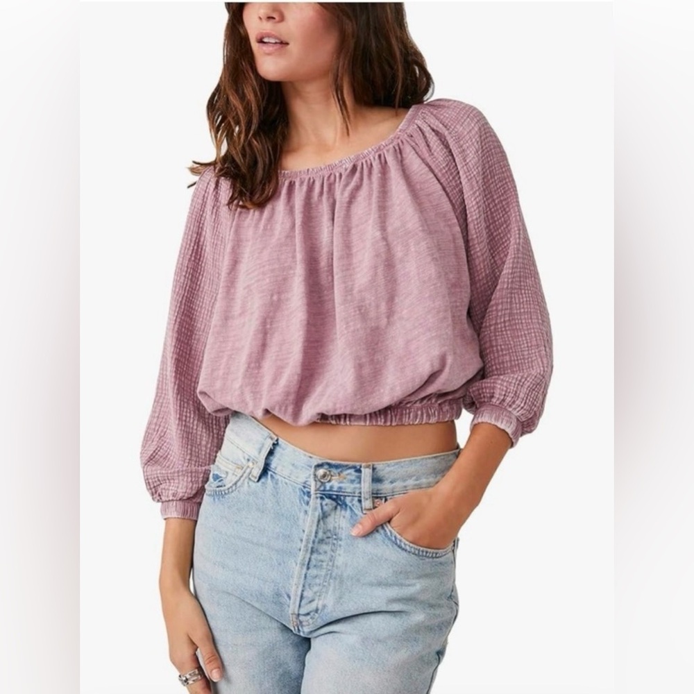 We The Free Dried Currant Parfait Bubble Top | Boho Gauze Peasant Top